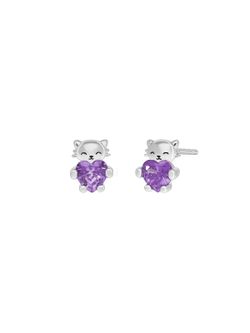Pendientes Plata Marea Niña D03601/DP Gato C. Corazón Circonita Morada