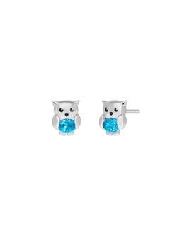 Pendientes Plata Marea Niña D03601/DS Búho C. Circonita Azul Claro