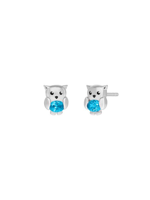 Pendientes Plata Marea Niña D03601/DS Búho C. Circonita Azul Claro