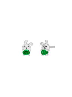 Pendientes Plata Marea Niña D03601/DT Conejo C. Circonita Verde