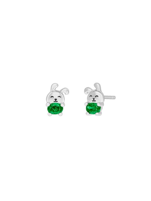 Pendientes Plata Marea Niña D03601/DT Conejo C. Circonita Verde