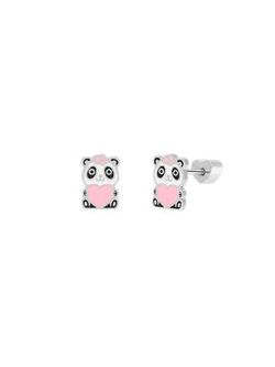 Pendientes Plata Marea Niña D04001/BG Panda C. Corazón Rosa