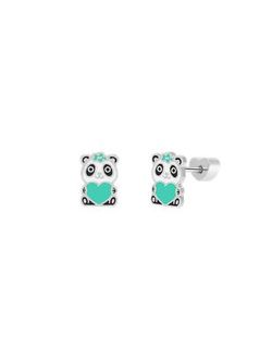 Pendientes Plata Marea Niña D04001/BH Panda C. Corazón Verde