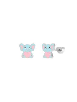 Pendientes Plata Marea Niña D04001/BJ Elefante Azul C. Corazón Rosa