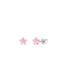 Silver Earrings Marea Girl D04001/BR Star Pink Cubic Zirconia