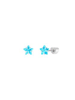 Silver Earrings Marea Girl D04001/BS Star Blue Cubic Zirconia