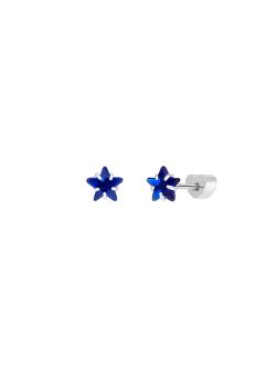 Silver Earrings Marea Girl D04001/BT Star Cubic Zirconia Dark Blue