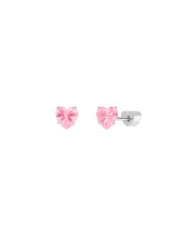 Silver Earrings Marea Girl D04001/BV Heart Pink Cubic Zirconia