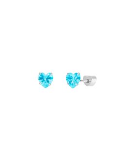Silver Earrings Marea Girl D04001/BW Heart with Light Blue Cubic Zirconia