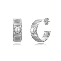 Pendientes Plata Medio Aro Perlas 15mm PEM0272RHPA