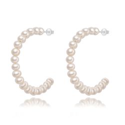 Pendientes Plata Medio Aro Perlas 44mm PEM0283RHPA