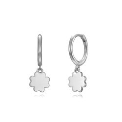 Pendientes Plata Mujer 11mm PEL1154RH Aro Colgante Trébol En Brillo