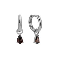 Pendientes Plata Mujer 11mm PEZ0807RHCH Aro Colgante Circonita Cuarzo Ahumados