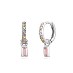 Pendientes Plata Mujer 11mm PEZ1315RHVA Aro Colgante Circonitas