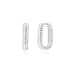 Pendientes Plata Mujer 12mm PEL1258RH12 Aro Rectangular En Brillo