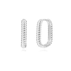 Pendientes Plata Mujer 14mm PEL1258RH14 Aro Rectangular En Brillo