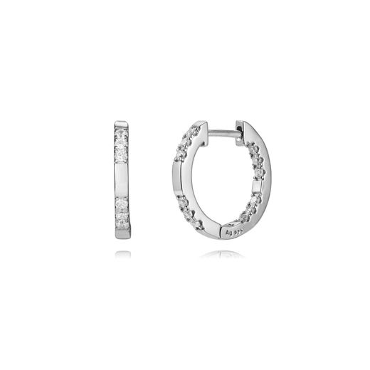 Pendientes Plata Mujer 15mm PEZ1495RH15 Aro Circonitas