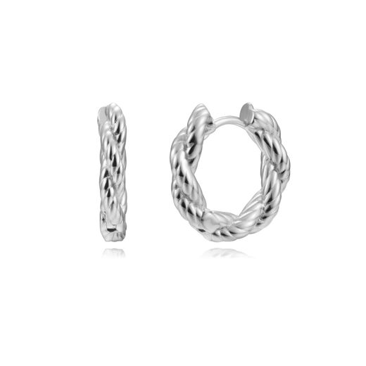 Pendientes Plata Mujer 16mm PEL1244RHXX16 Aro Trenzado En Brillo