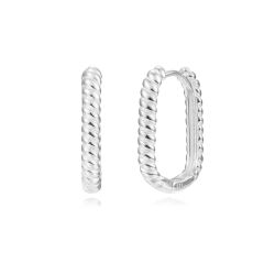 Pendientes Plata Mujer 16mm PEL1258RH16 Aro Rectangular En Brillo