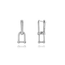 Pendientes Plata Mujer 20mm PEL1032RH Aro Colgante Cuadrado En Brillo