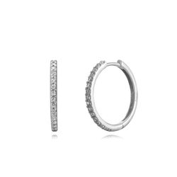 Pendientes Plata Mujer 20mm PEZ1343RHXX20 Aro Circonitas
