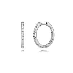 Pendientes Plata Mujer 20mm PEZ1495RH20 Aro Circonitas