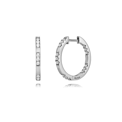 Pendientes Plata Mujer 20mm PEZ1495RH20 Aro Circonitas