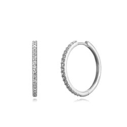 Pendientes Plata Mujer 22mm PEZ1343RHXX22 Aro Circonitas