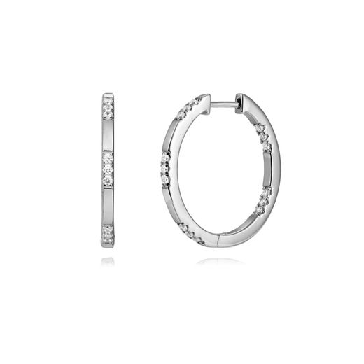 Pendientes Plata Mujer 24mm PEZ1495RH24 Aro Circonitas