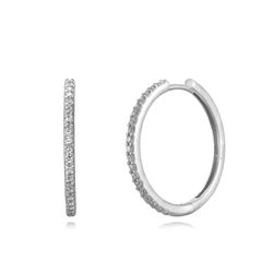 Pendientes Plata Mujer 25mm PEZ1343RHXX25 Aro Circonitas