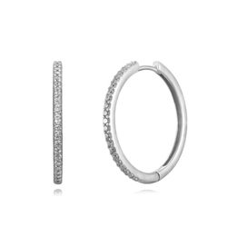 Pendientes Plata Mujer 27mm PEZ1343RHXX27 Aro Circonitas