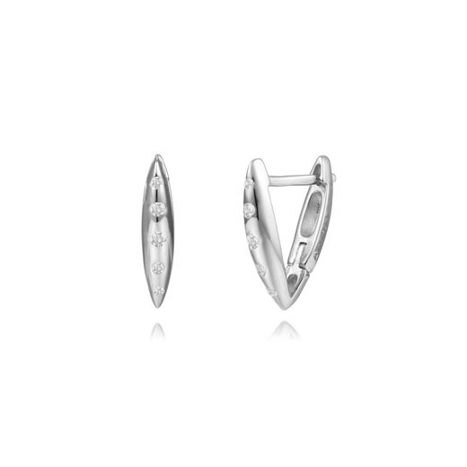 Pendientes Plata Mujer 7x14mm PEZ1494RH14 Aro Triángulo Circonitas