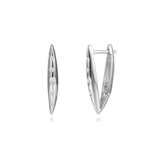 Pendientes Plata Mujer 7x20mm PEZ1494RH20 Aro Triángulo Circonitas