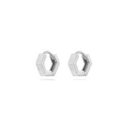 Pendientes Plata Mujer 8mm PEL1174RH Aro Hexagonal En Brillo
