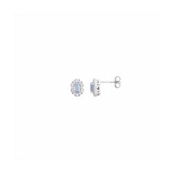 Pendientes Plata Mujer E21900AQ Óvalo Circonitas Aguamarina Bicolor Blancas