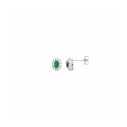 Pendientes Plata Mujer E21900EM Óvalo Circonitas Esmeralda Bicolor Blancas
