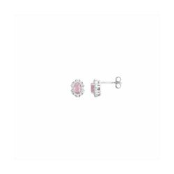 Pendientes Plata Mujer E21900LR Óvalo Circonitas Rosa Claro Bicolor Blancas