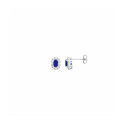 Pendientes Plata Mujer E21900SP Óvalo Circonitas Zafiro Bicolor Blancas