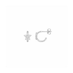 Pendientes Plata Mujer E27165 Medio Aro C. Estrella C. Circonitas