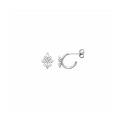 Pendientes Plata Mujer E27168 Medio Aro C. Flor C. Circonitas