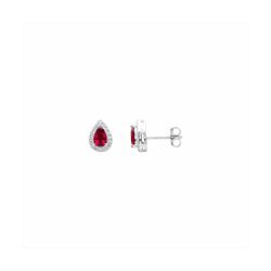 Pendientes Plata Mujer E27171RB Lágrima Circonitas Rubí Bicolor Blancas