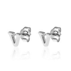 Pendientes Plata Mujer PE00457RHV Letra V 6mm