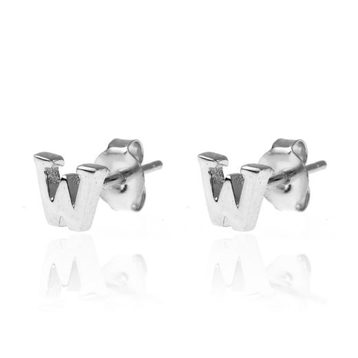 Pendientes Plata Mujer PE00457RHW Letra W 6mm