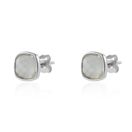 Pendientes Plata Mujer PEM0002RHCA Piedras Minerales Calcedonia