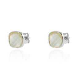 Pendientes Plata Mujer PEM0002RHCB Piedras Minerales Calcedonia Azul