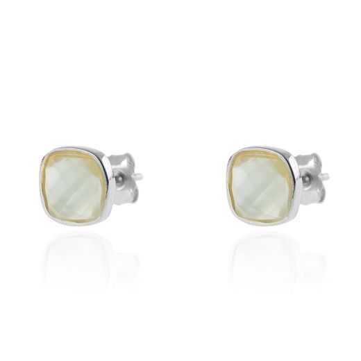 Pendientes Plata Mujer PEM0002RHCB Piedras Minerales Calcedonia Azul