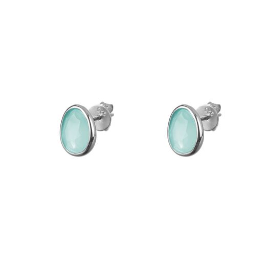 Pendientes Plata Mujer PEM0006RHCB Piedras Minerales Calcedonia Azul