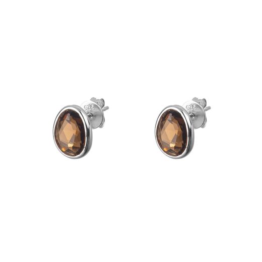 Pendientes Plata Mujer PEM0006RHCH Piedras Minerales Cuarzo Ahumado