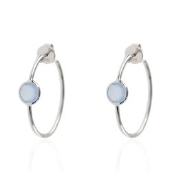 Pendientes Plata Mujer PEM0012RHCB Aro Abierto Piedras Minerales Calcedonia Azul