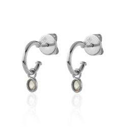 Pendientes Plata Mujer PEM0013RHCA Piedras Minerales Calcedonia